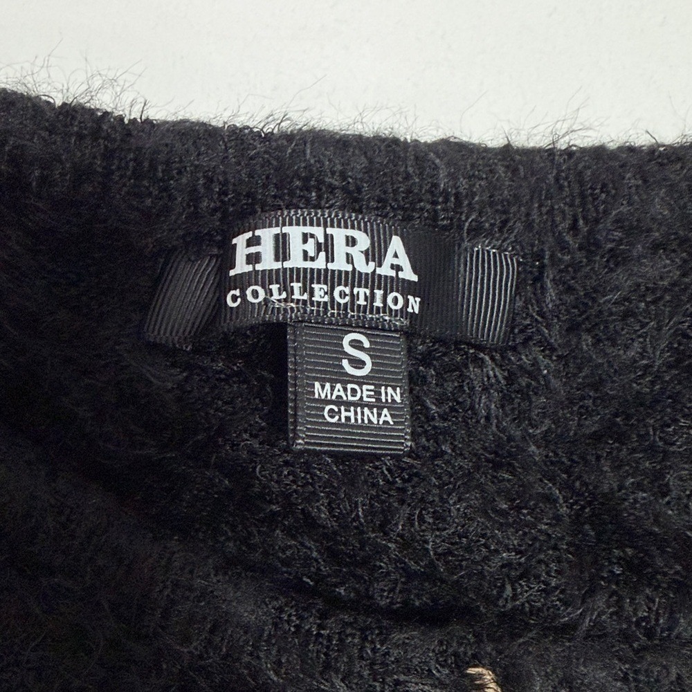 Hera Collection Black Fuzzy Knit Henley Romper Long Sleeve Bodycon Small - Picture 9 of 12